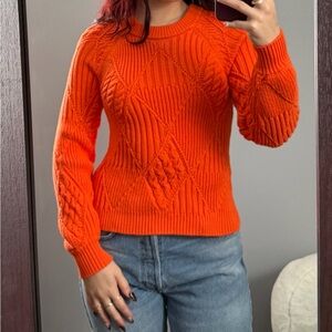 Elie Tahari Vibrant Orange Crew Neck Sweater